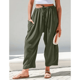 BreezyLuxe™ - Damebukser i hør med brede ben og lommer - Azora