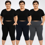 FlowFit™ - Åndbare capribukser i 3‑pak - Azora