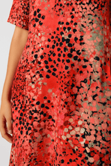 FlowVibe™ - V - udskæring, korte ærmer, A - formet mønstret kjole med sidelommer - Azora